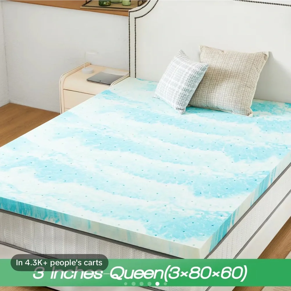 Blue Textured Mattress Cover with Wave Design